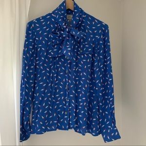 L.L. Bean vintage neck bow button down top